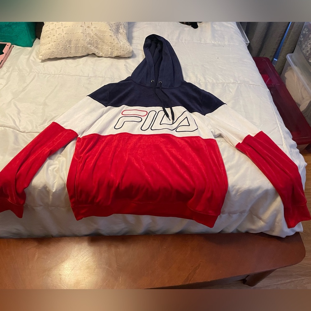 Fila Men's Tricolor Hoodie in Red, White, and Navy